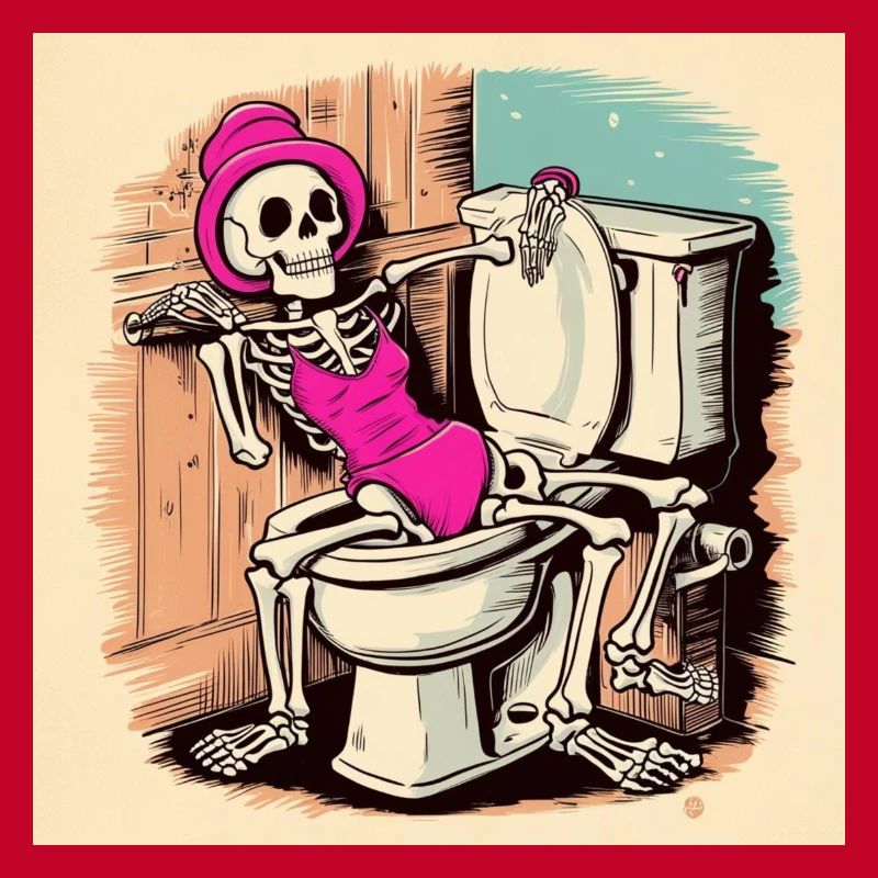 Squelette dans la salle de bain avec maillot de bain