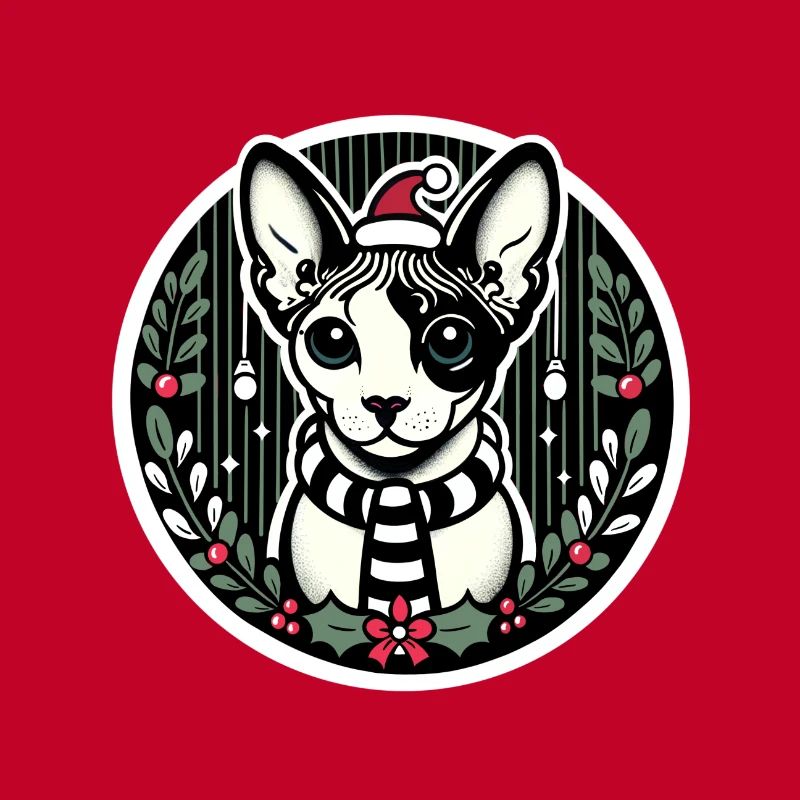 Portrait de Noël d’un Sphynx