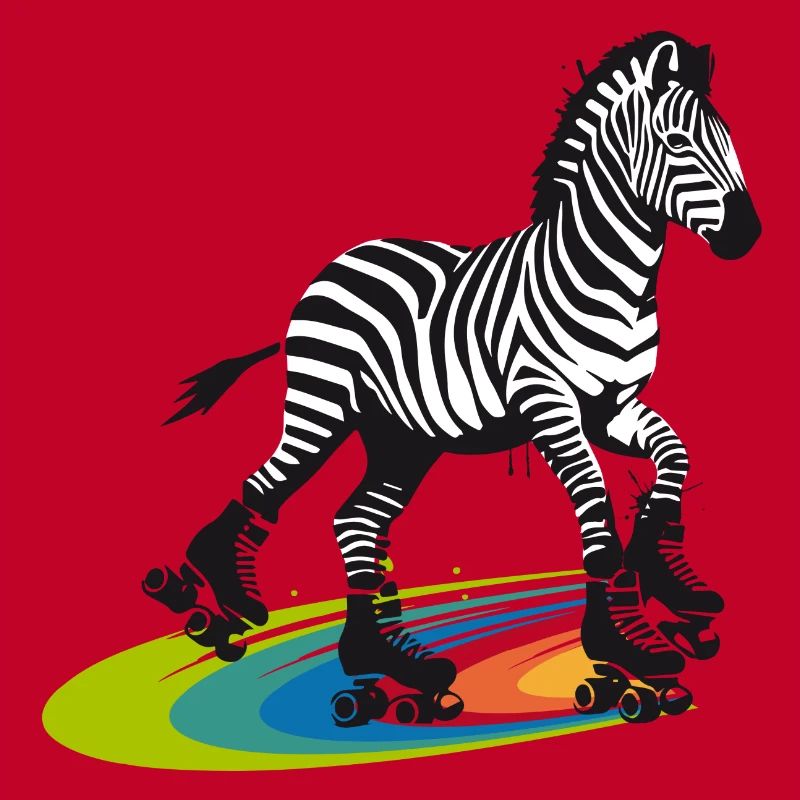 Rollschuh-Zebra im Stencil-Stil