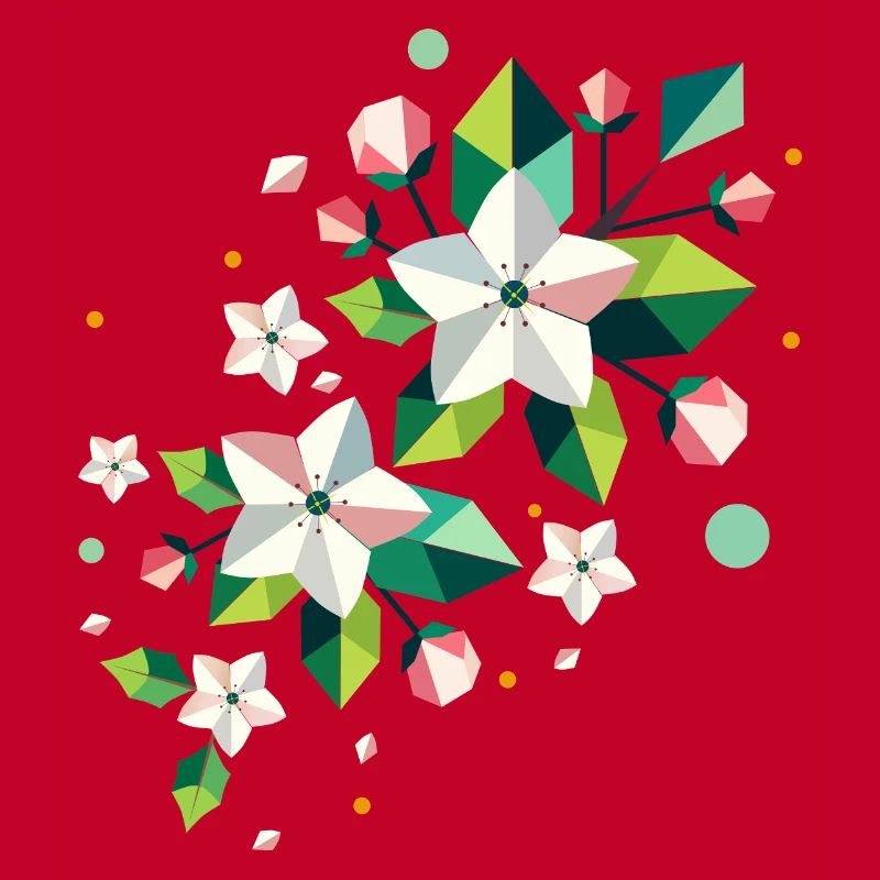 Branche de pommier de fleur de printemps géométrique