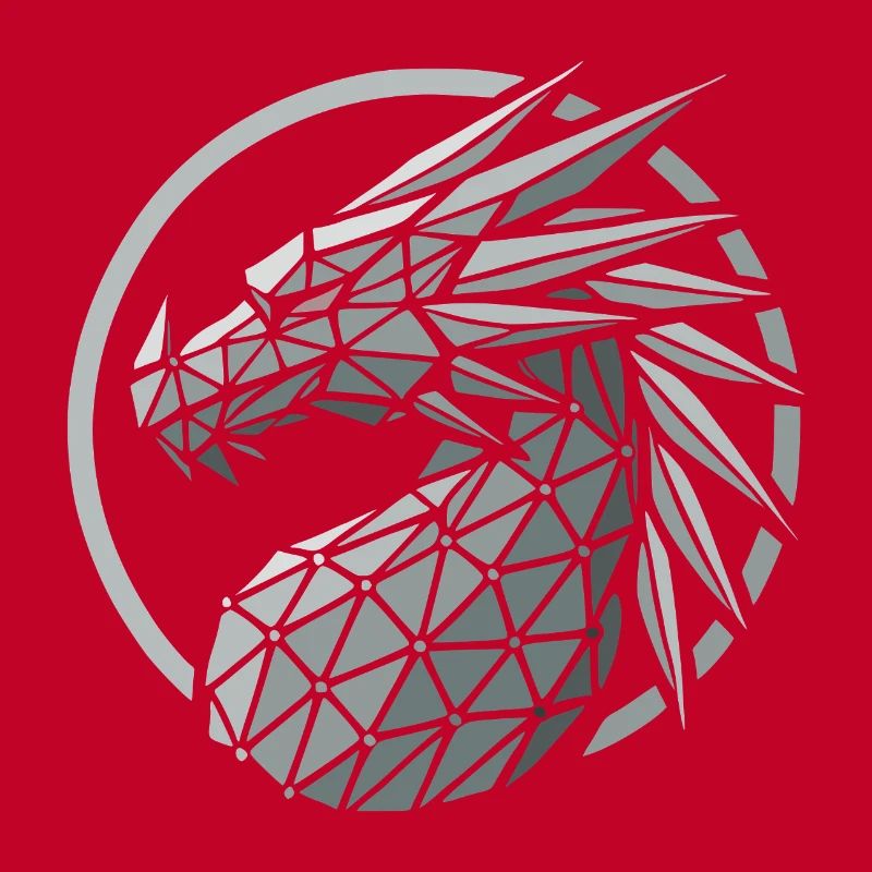 tete dragon polygones bleu