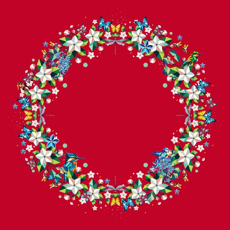 Frühlingskranz – Bunte Blumen- und Tierkomposition