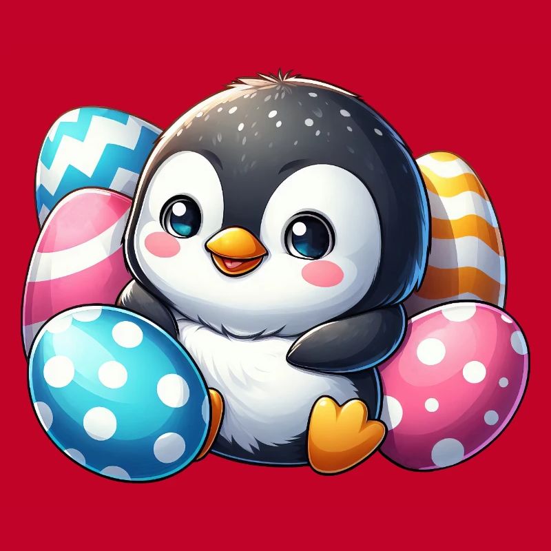 Cute Penguin Easter Cartoon Kids
