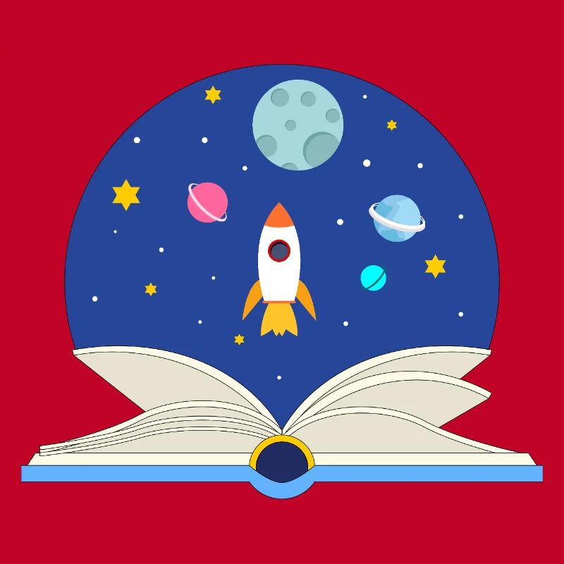Open Book with Space Scene, Imagination and Advent