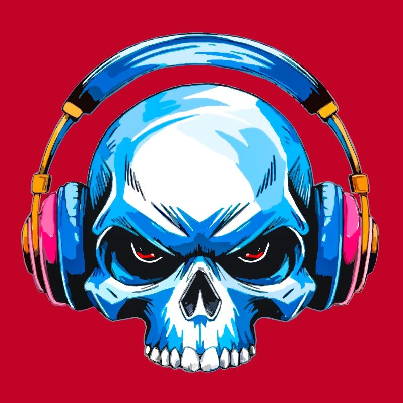 Skull with headphones