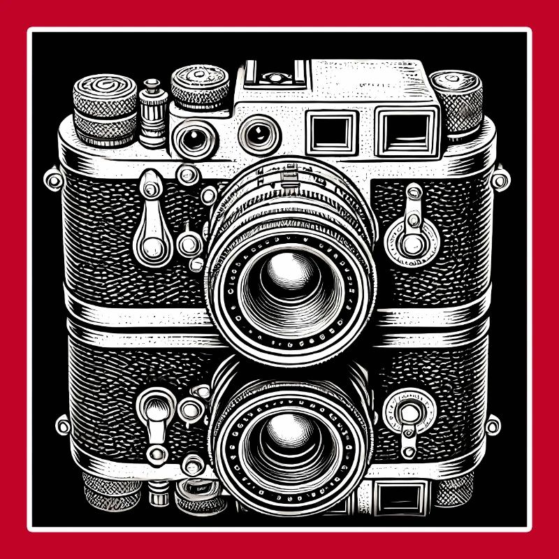 Vintage Camera Engraving Style