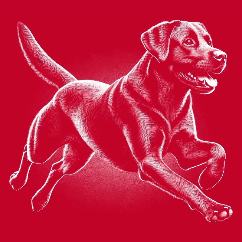 Labrador courant joyeux dans le style de dessin