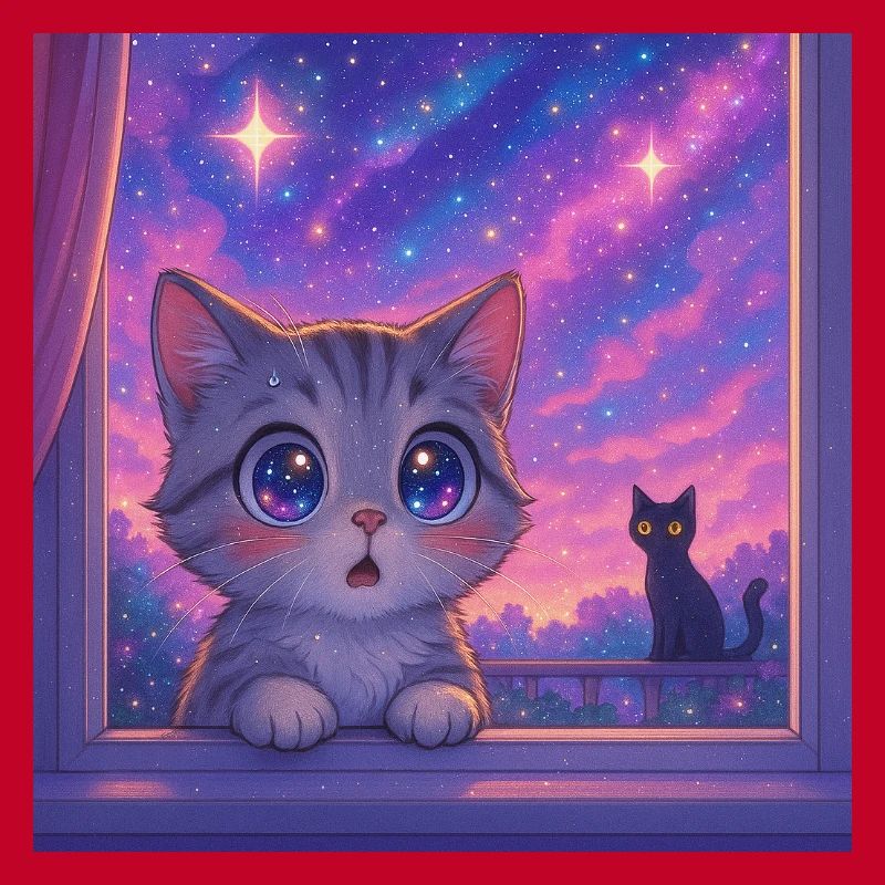Cosmic Cat with Star Eyes
