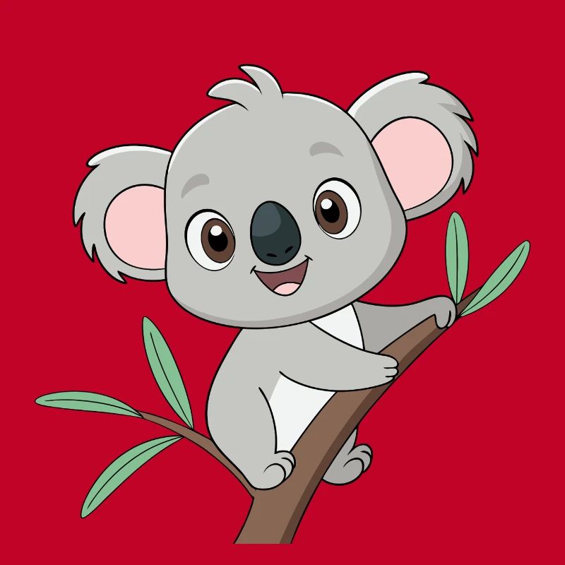 Bébé koala joyeux sur une branche