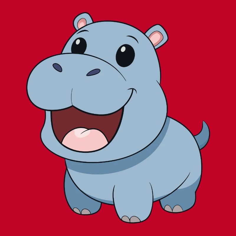 Bébé hippopotame joyeux et souriant