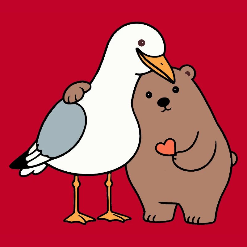 Nordsee Möwe Braun Bär Freundschaft Liebe anlehnen