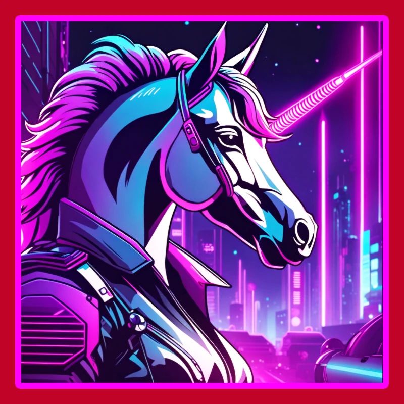 Illustration de licorne cyber néon