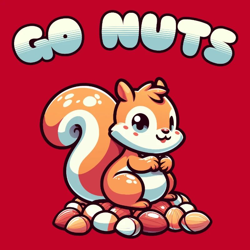 Squirrel Sitting on Nuts Cartoon Tee