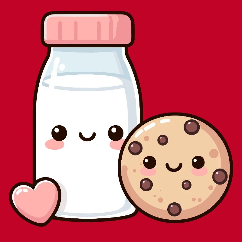 Lait mignon et biscuit dessin animé