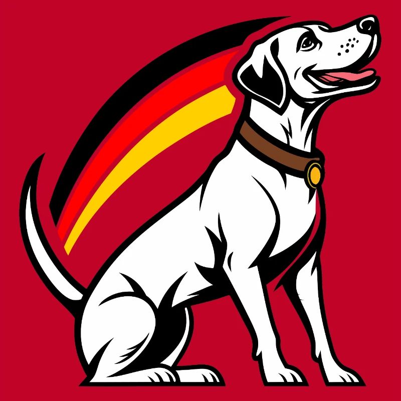 Dog with rainbow in comic book style