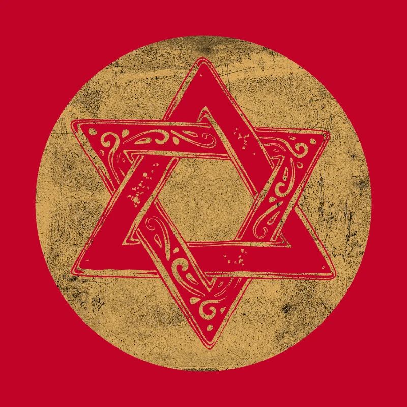 Étoile de David ornée en cercle doré