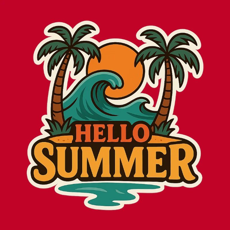 Hello Summer Tropical Wave Badge