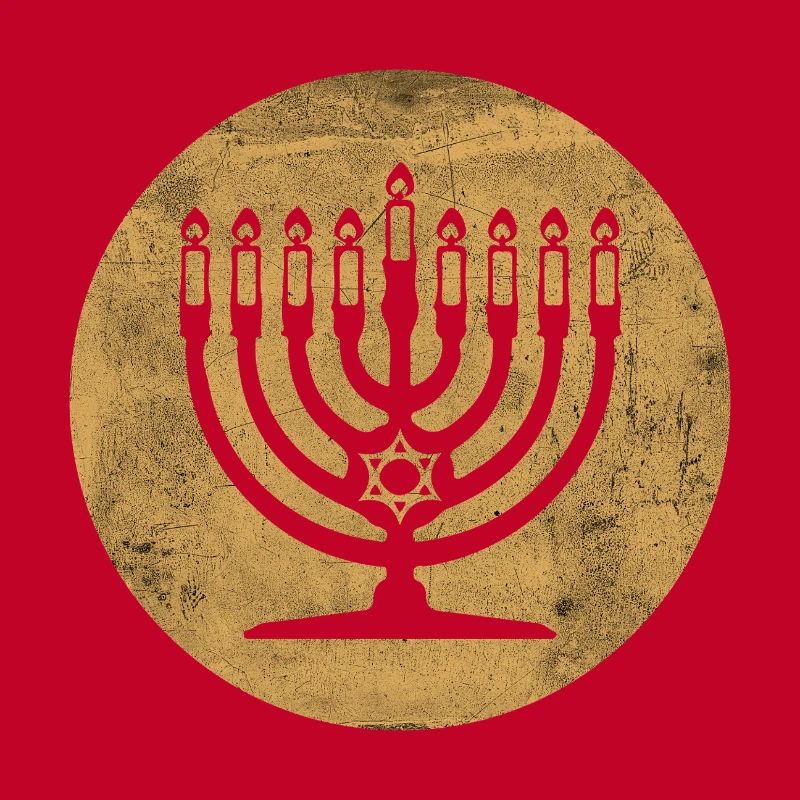 Menorah de Hanoukka chandelier dans cercle doré