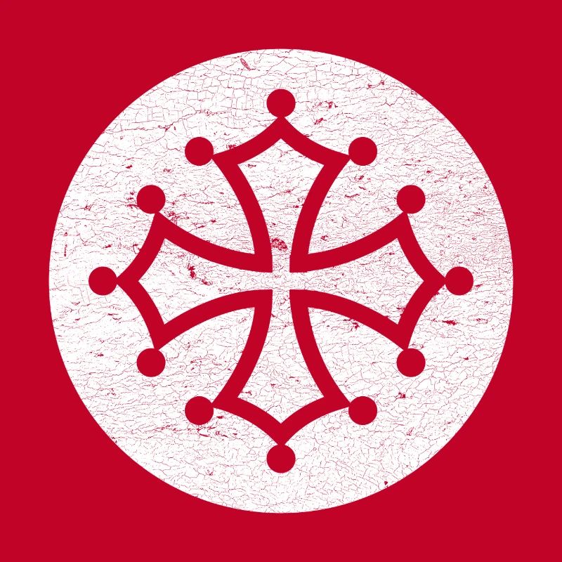 Croix cathare dans cercle blanc - symbole occitan