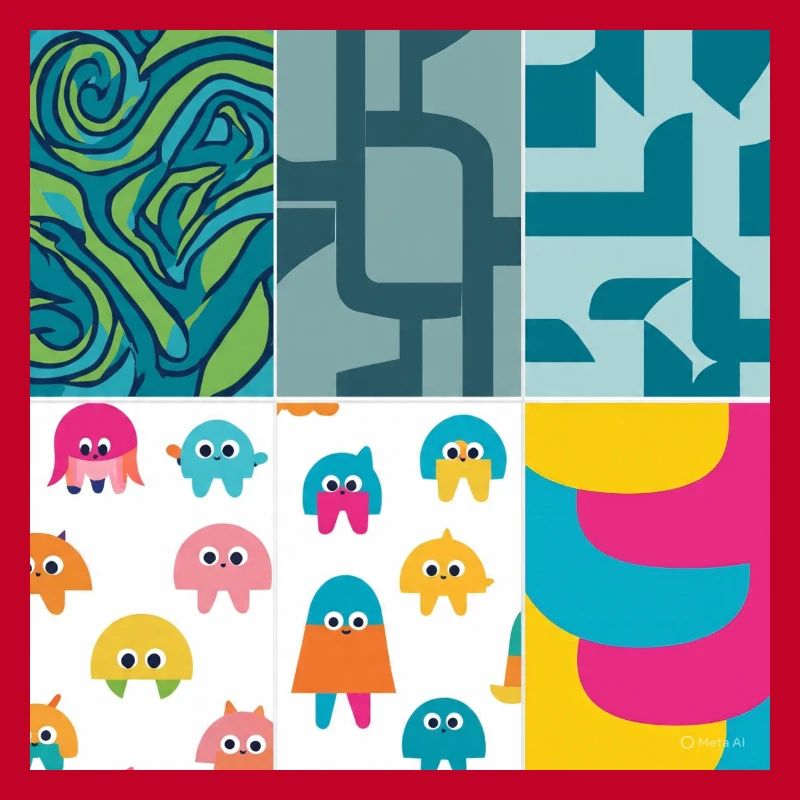 Motif de créature abstrait et ludique vibrant
