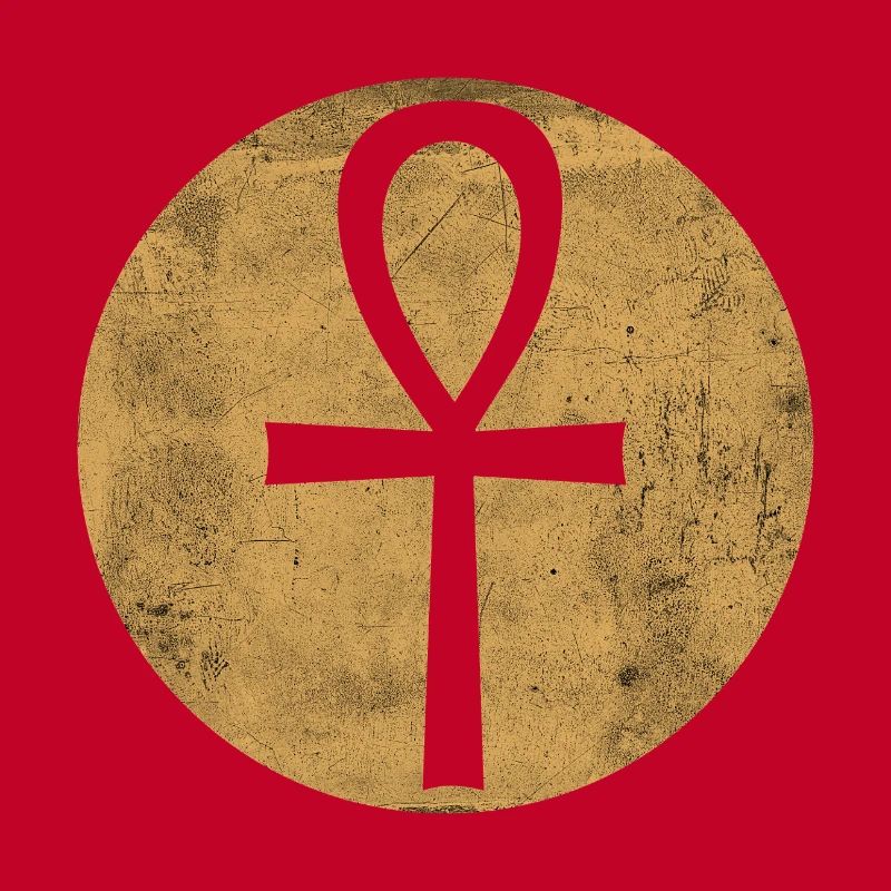 Croix égyptienne Ankh dans cercle doré