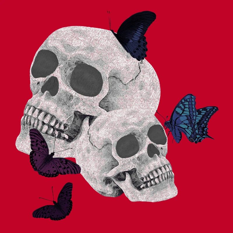 menschenschädel, schmetterlinge, goth