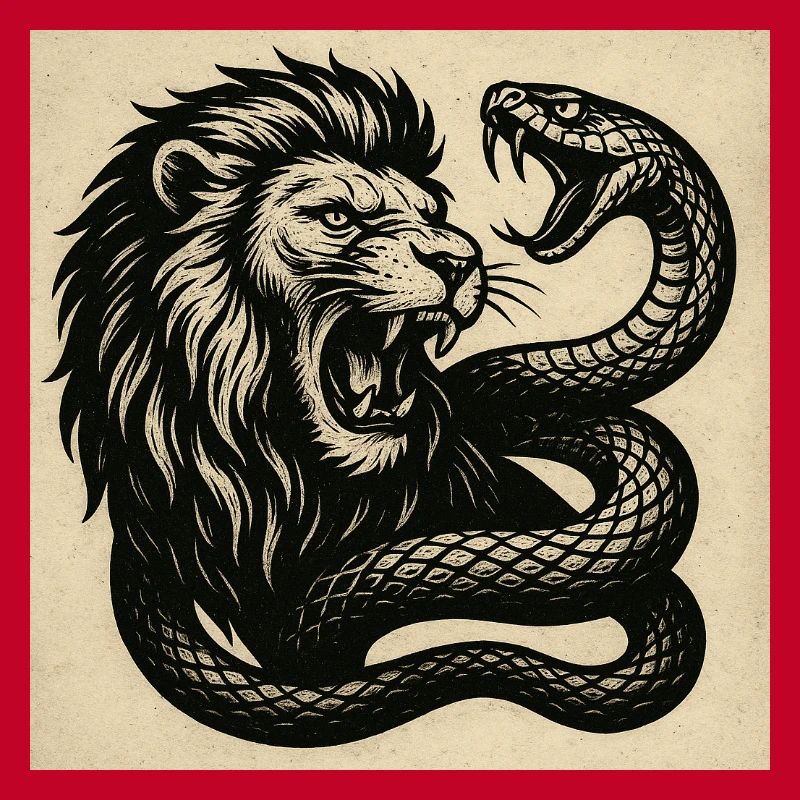 Lion et Serpent TattooDesign