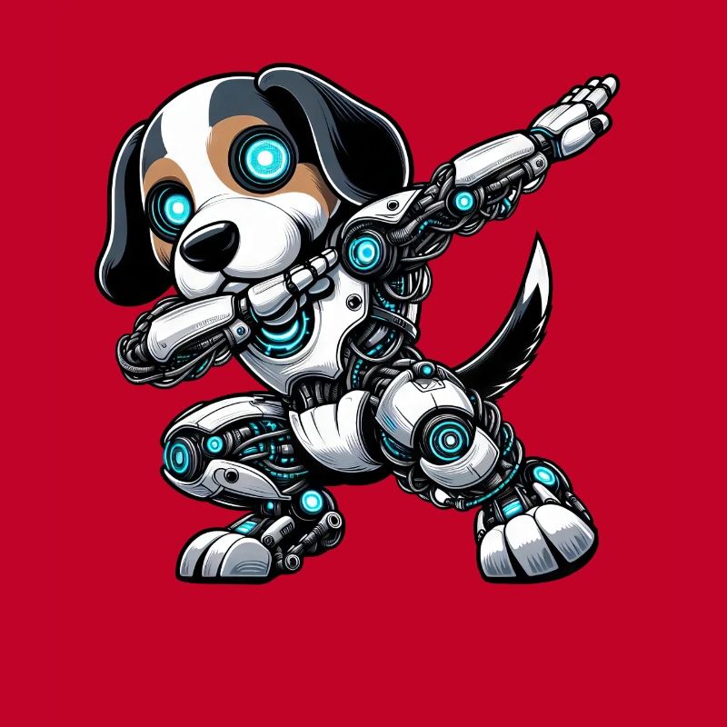 Cooler Beagle Roboter Astronaut Dabbing Cartoon