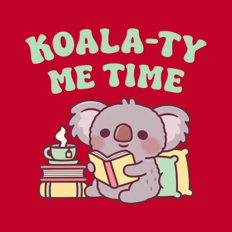 Mignon Koala Lisant Un Livre Koala-ty Me Time Pun