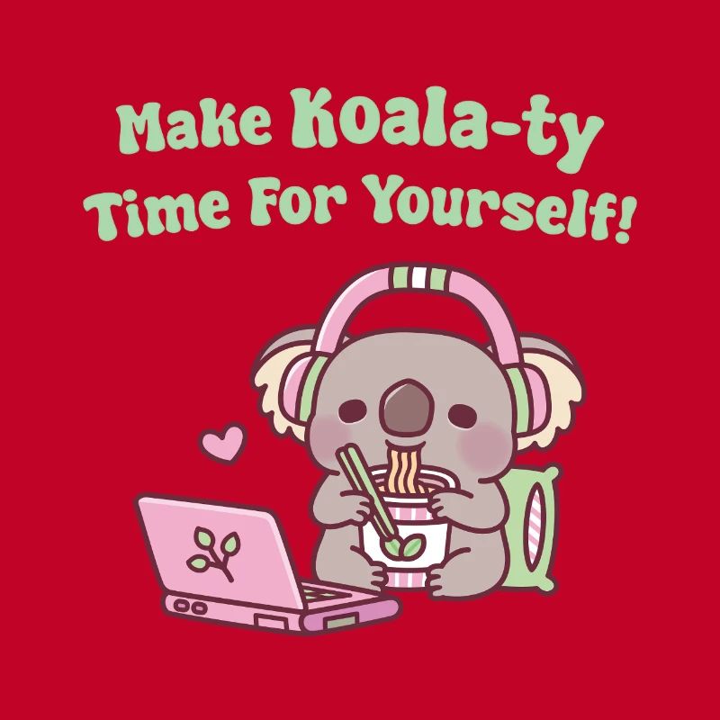 Süßer Koala, der Nudeln isst, machen Koala-Zeit