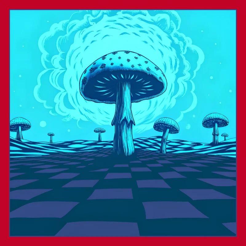 Scène Futuriste De Champignons Psychédéliques Bleus