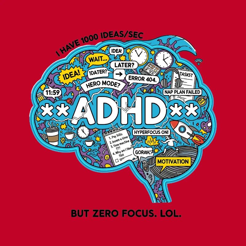 ADHD Brain Chaos Illustration