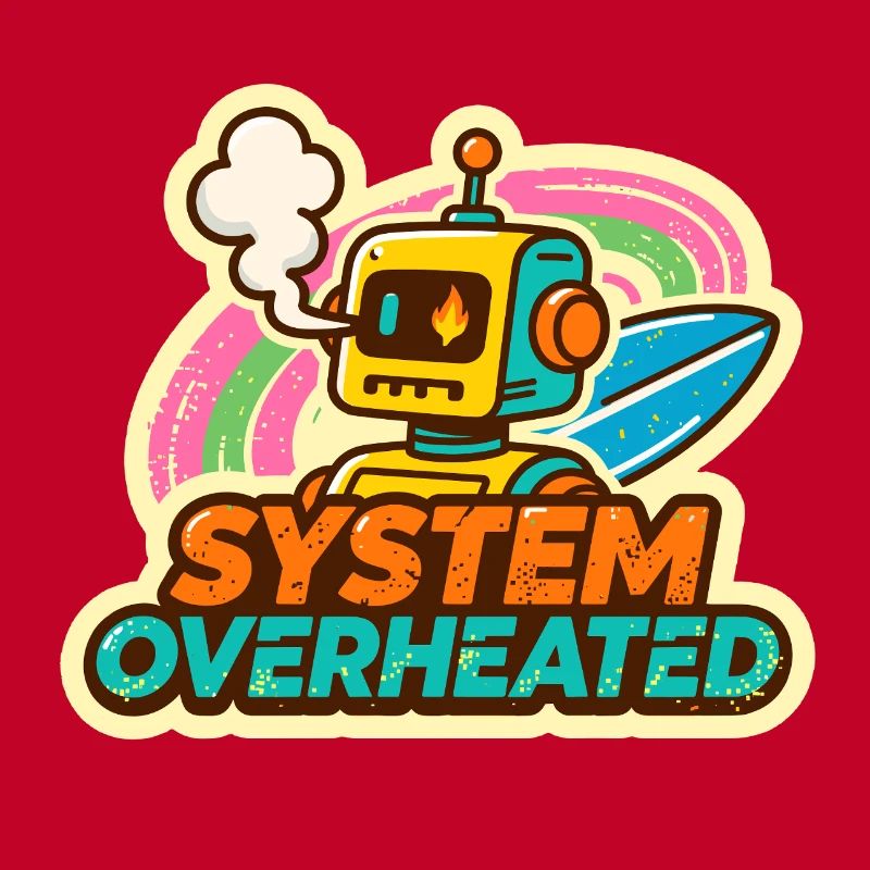 Retro Robot Surf Art Design
