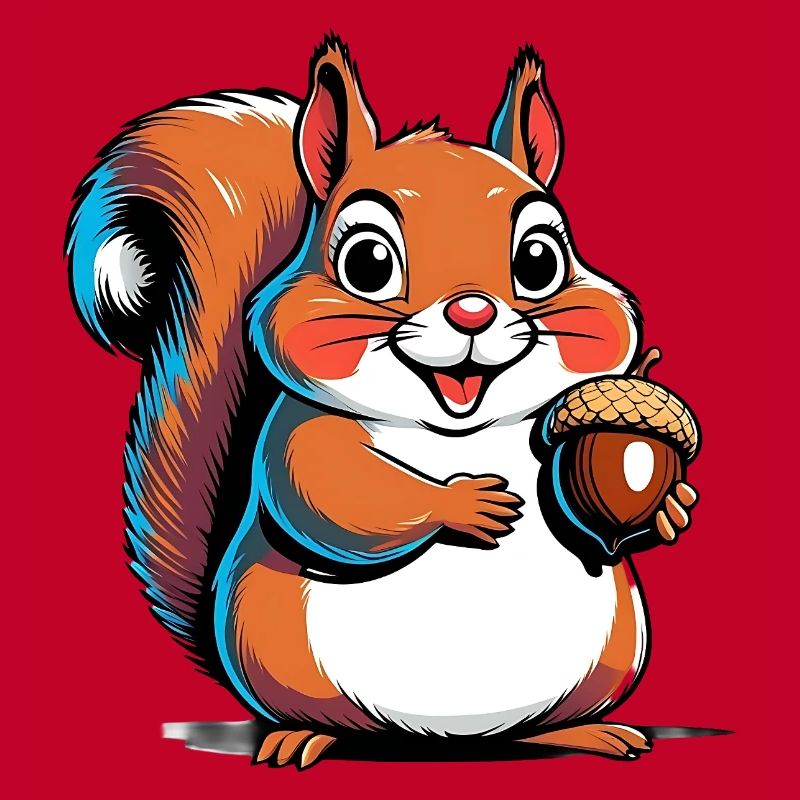 Niedlicher Eichhörnchen Druck mit Eichel