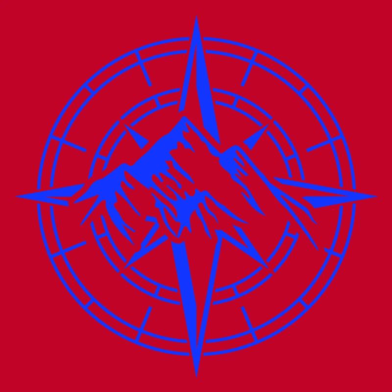 Adventurous Compass and Mountain Motif