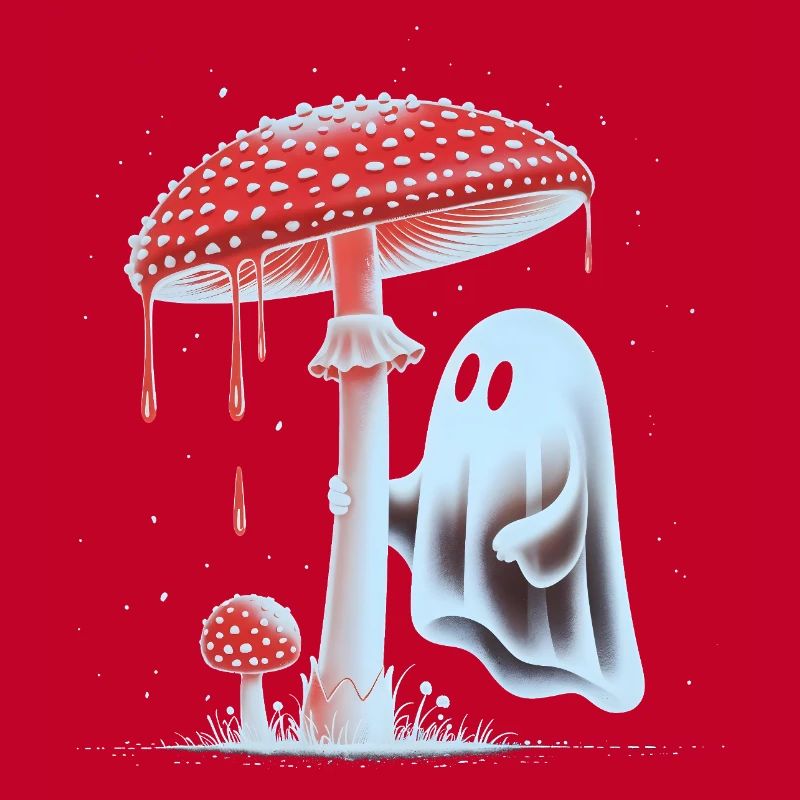 Fantôme effrayant avec champignon rouge sanglant