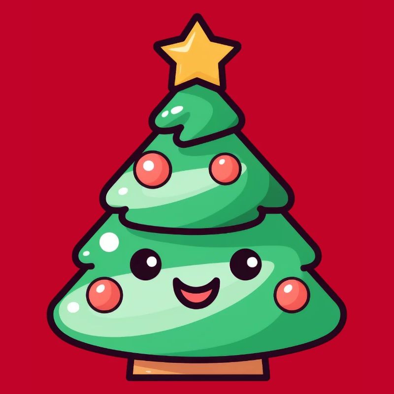 Conception de dessin animé d’arbre de Noël kawaii