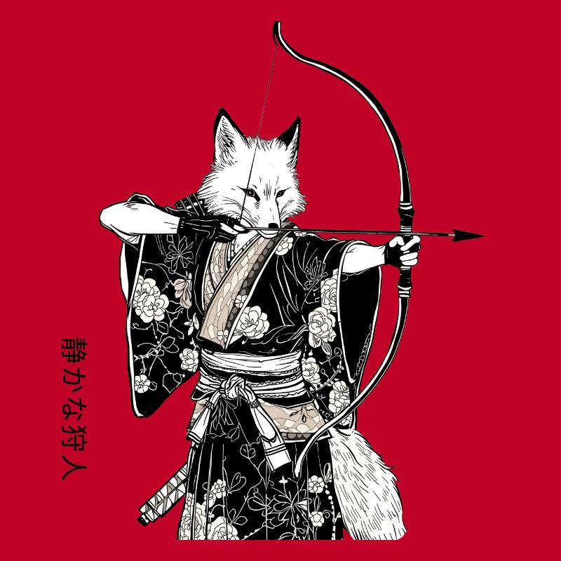 Samurai Fuchs mit Bogen – Ukiyo-e Japan Art
