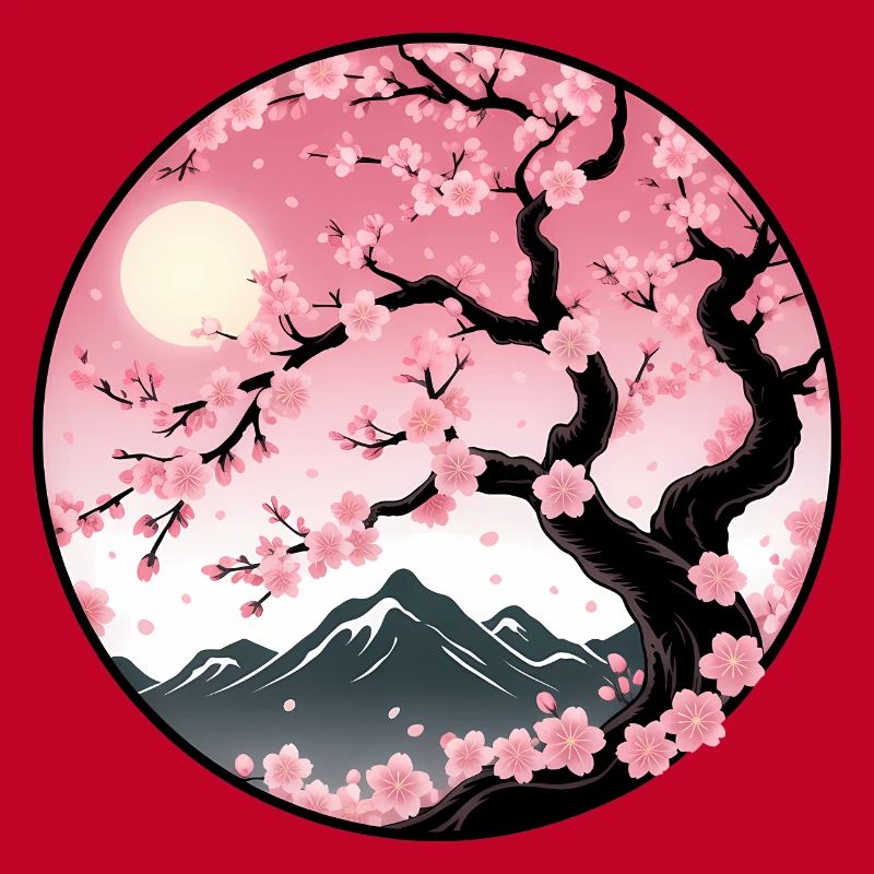 Kirschblüten-Berglandschaft
