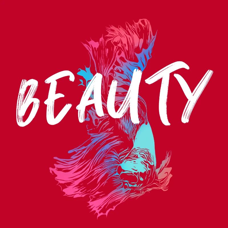 Bunte Kampffisch-Illustration mit Mot Beauté