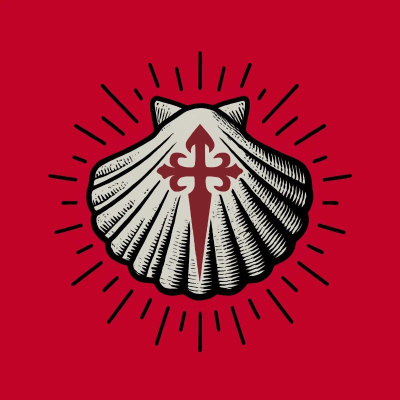 Coquille Saint-Jacques avec Croix de Saint-Jacques-de-Compostelle