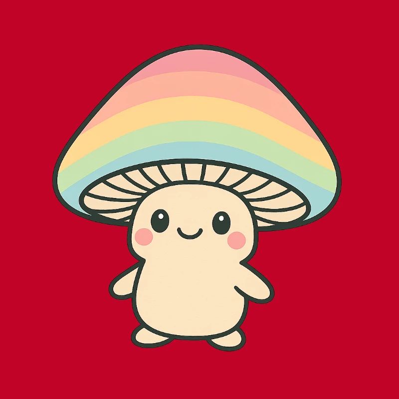Champignon avec chapeau arc-en-ciel