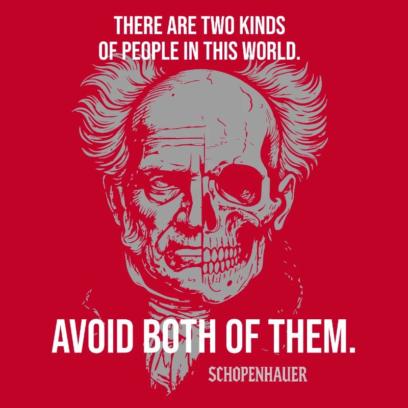 Schopenhauer Skull with Quote on Human Nature