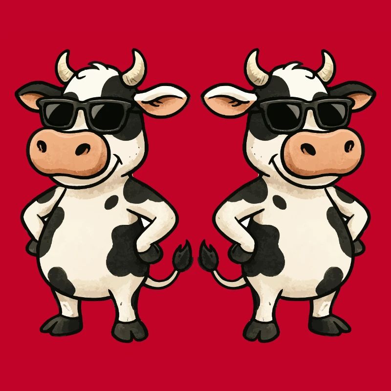 Vache avec lunettes de soleil et breloque