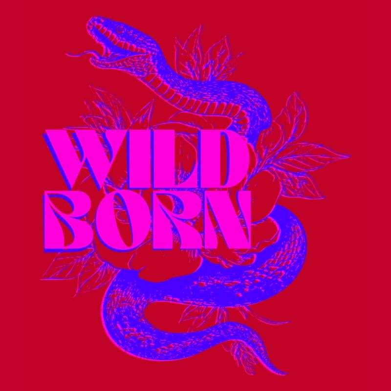 Wild Born Neon Snake with Bold Text