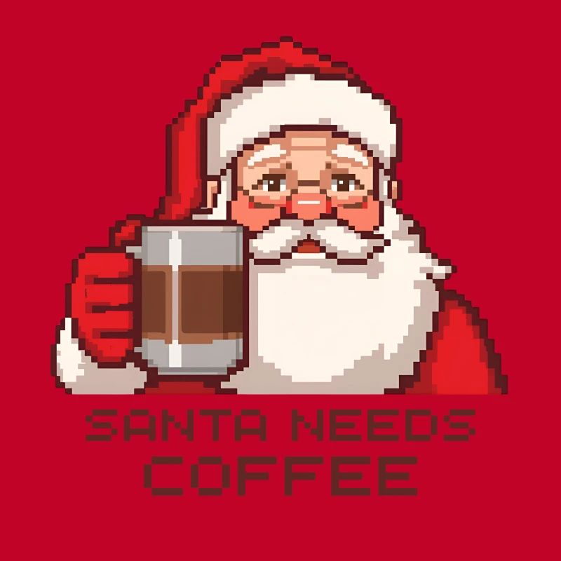 Pixel Santa – Santa Needs Coffee