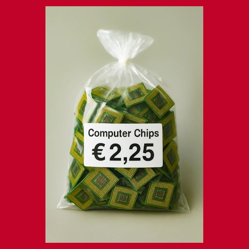 Étiquette de prix des puces informatiques