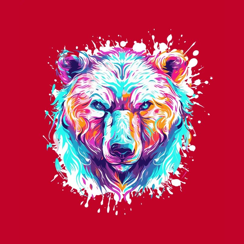 Tête d’ours Pop Art Éclaboussures