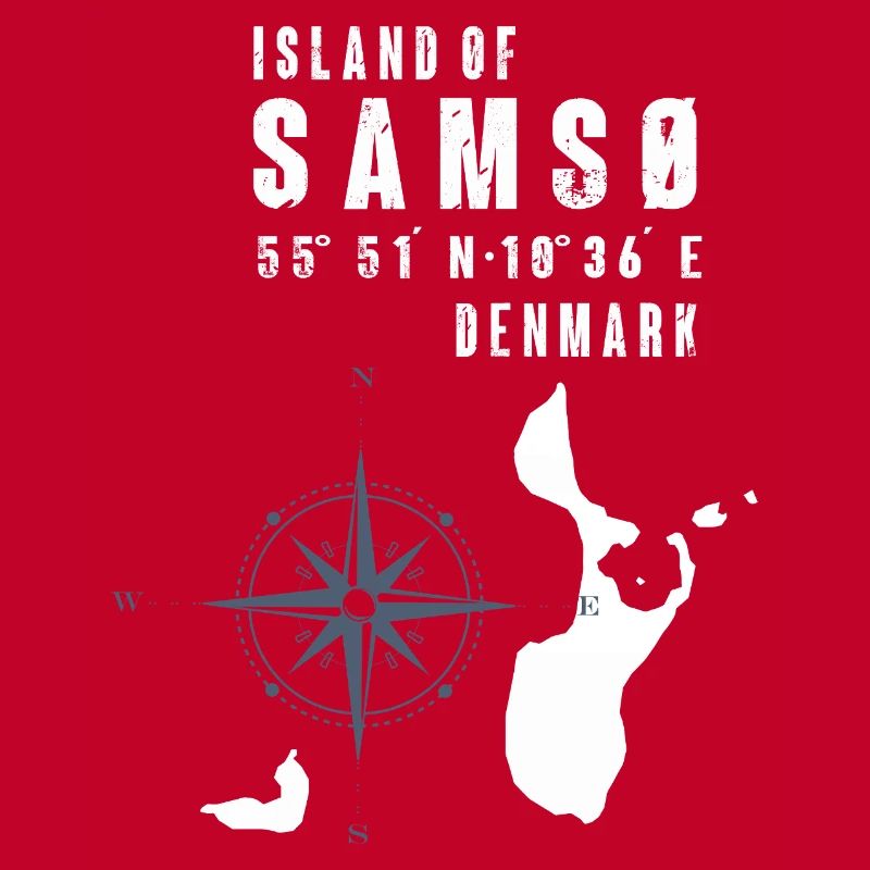 Samsø Samsoe Island Outline Boussole