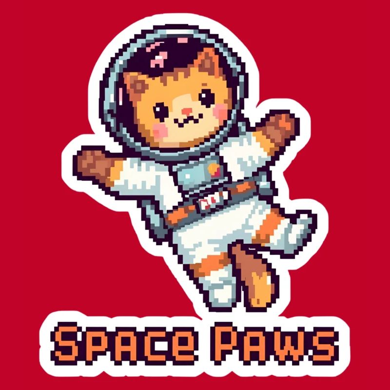 Space Paws – Pixel Cat Astronaut Sticker